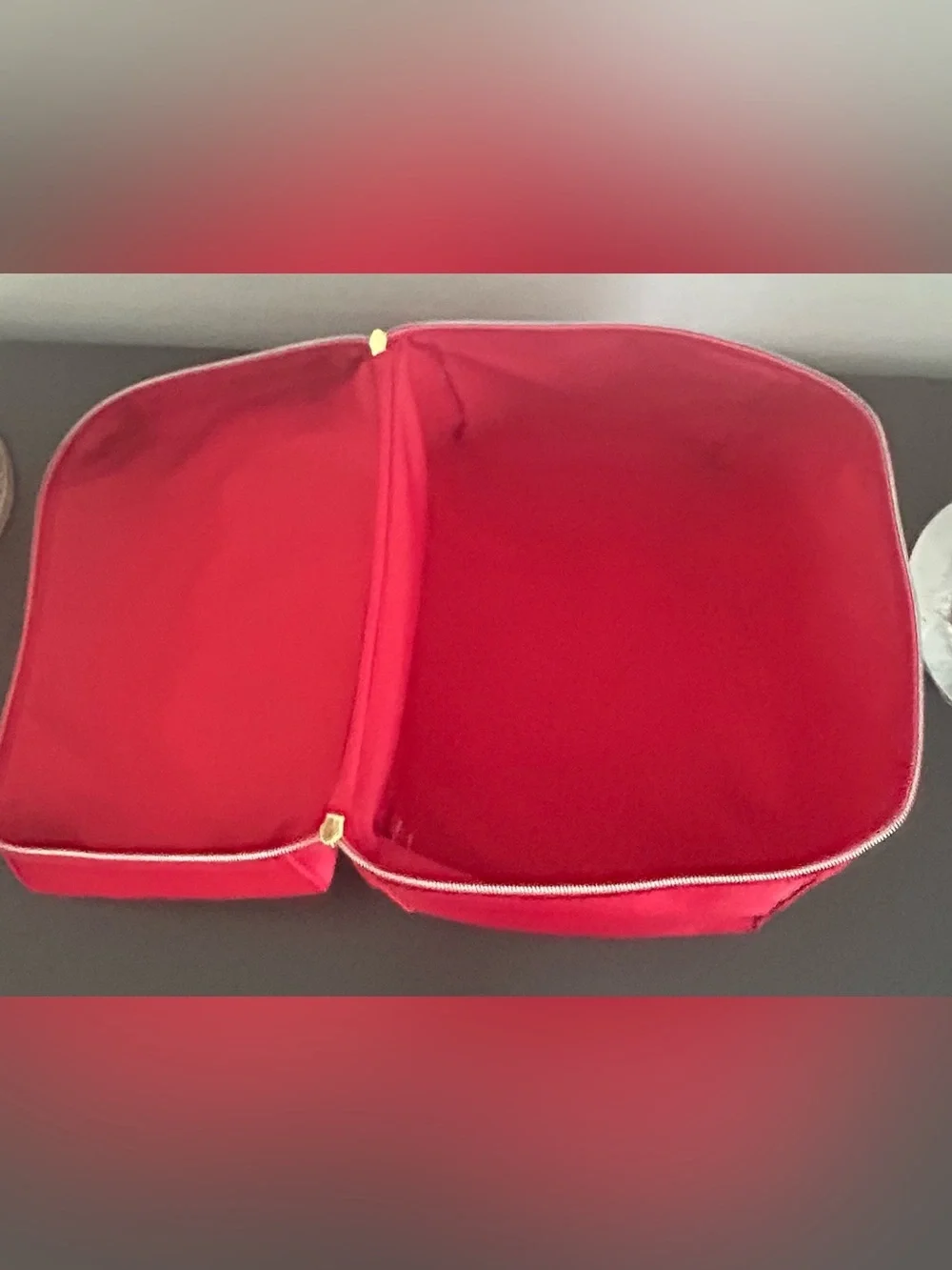 Estée Lauder Red Cosmetic Train Case Makeup Travel Organizer Vanity Ba